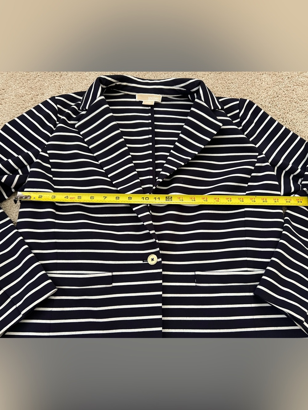 Michael Kors Women’s 16W Navy White Striped Blazer Nautical Preppy Gold Button - Picture 8 of 9